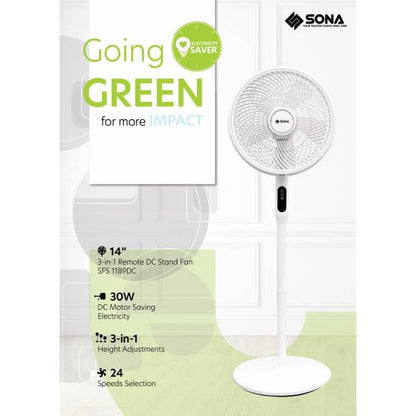 SONA SFS 1189DC 3 -In-1 Remote DC Stand Fan