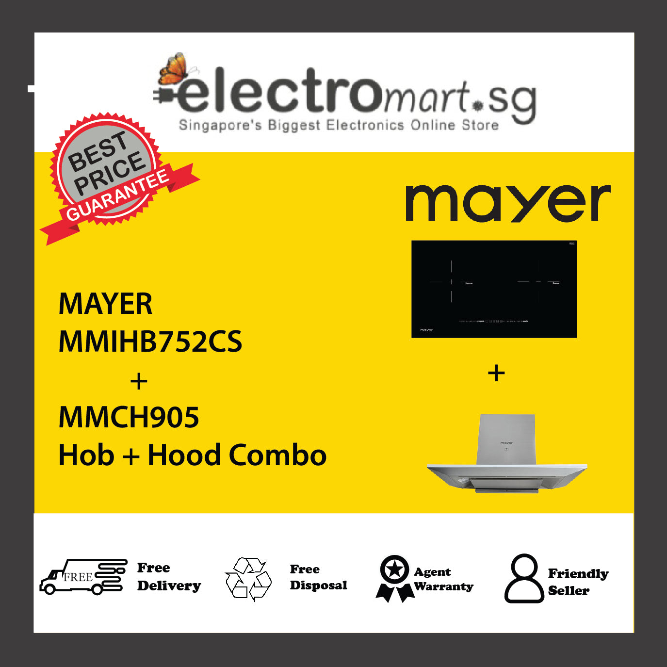 Mayer MMIHB752CS  + MMCH905 Hob + Hood Combo