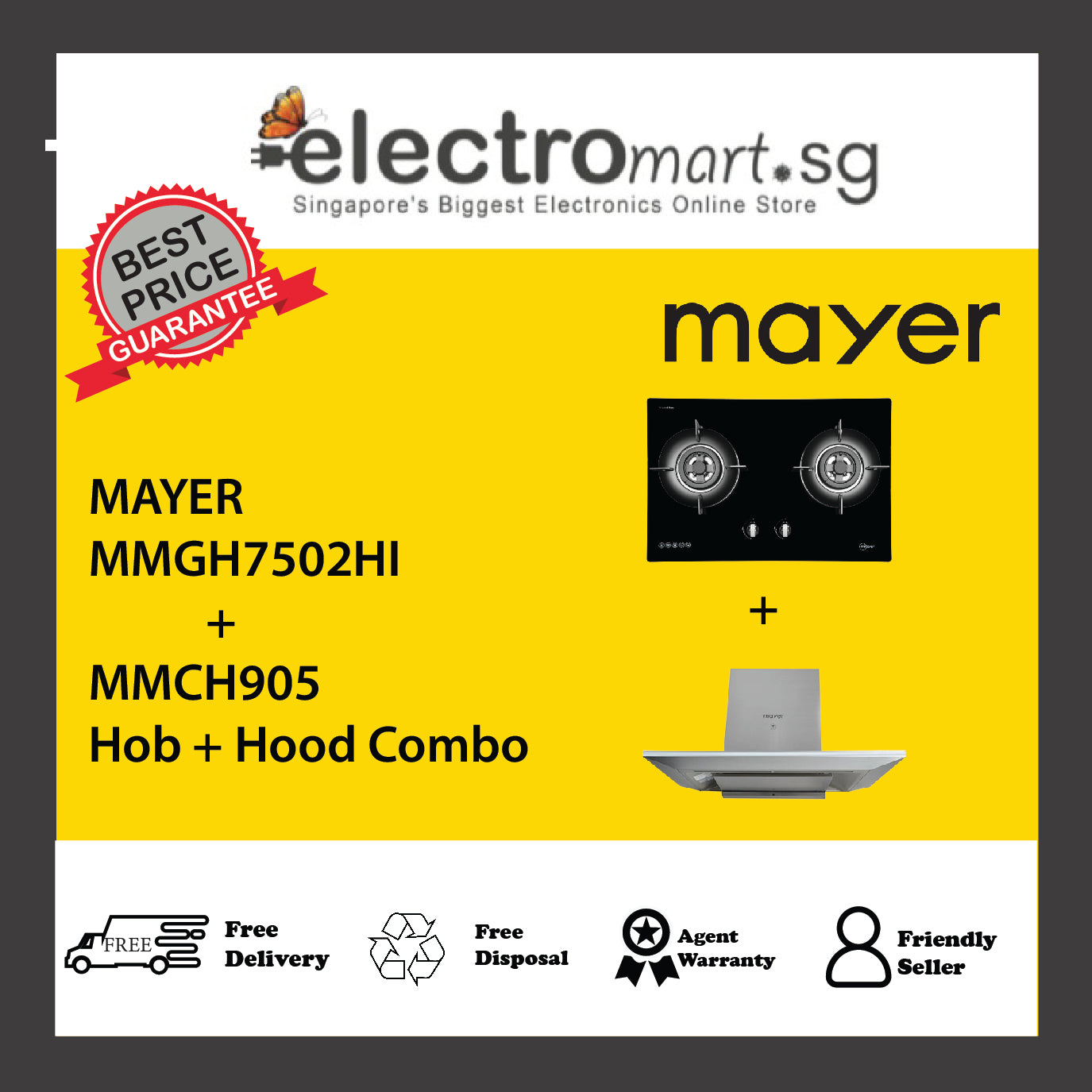 Mayer MMGH7502HI  + MMCH905 Hob + Hood Combo