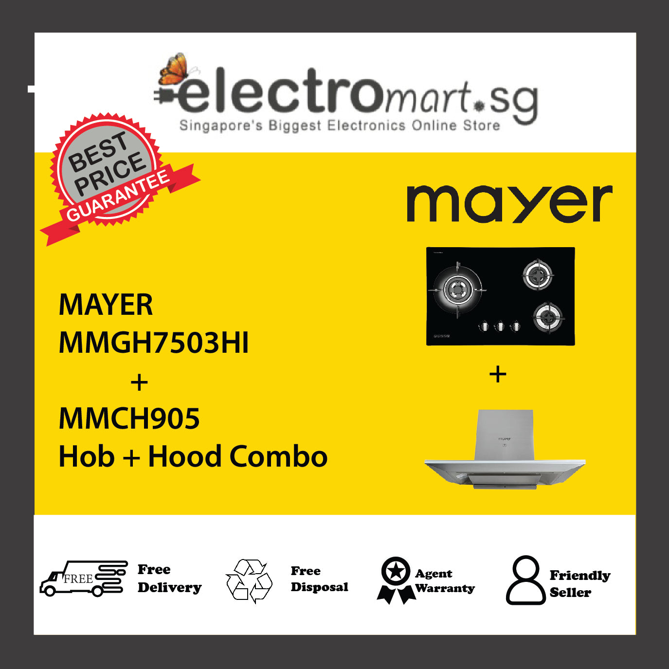 Mayer MMGH7503HI  + MMCH905 Hob + Hood Combo