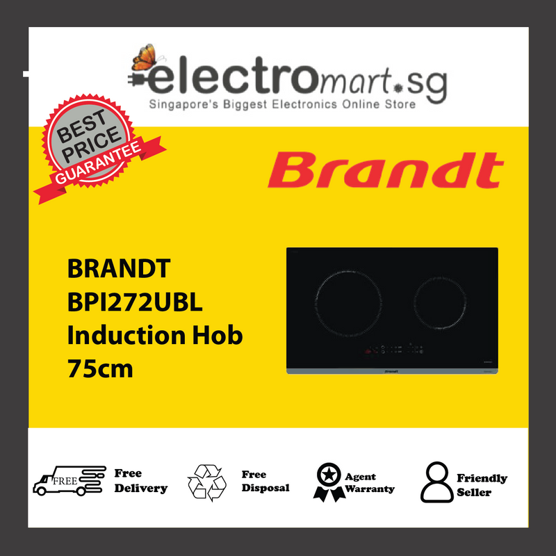 BRANDT BPI272UBL Induction Hob 75cm