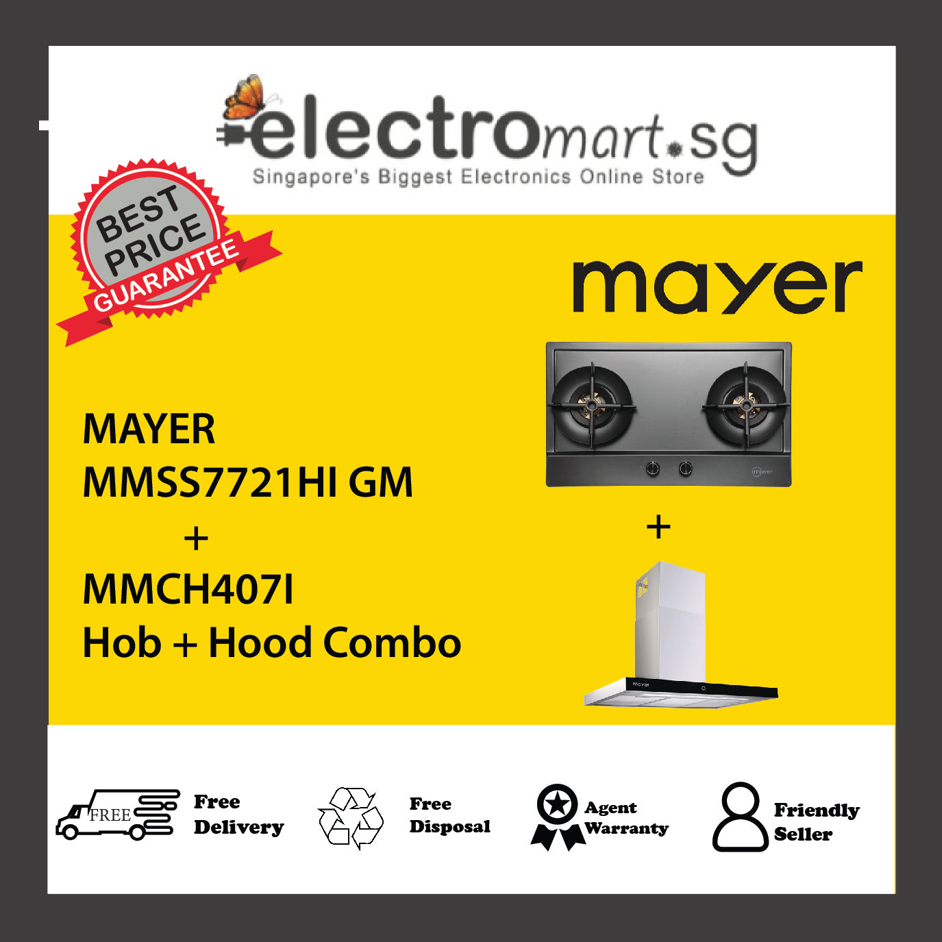 Mayer MMSS7721HI  + MMCH407I  Hob + Hood Combo