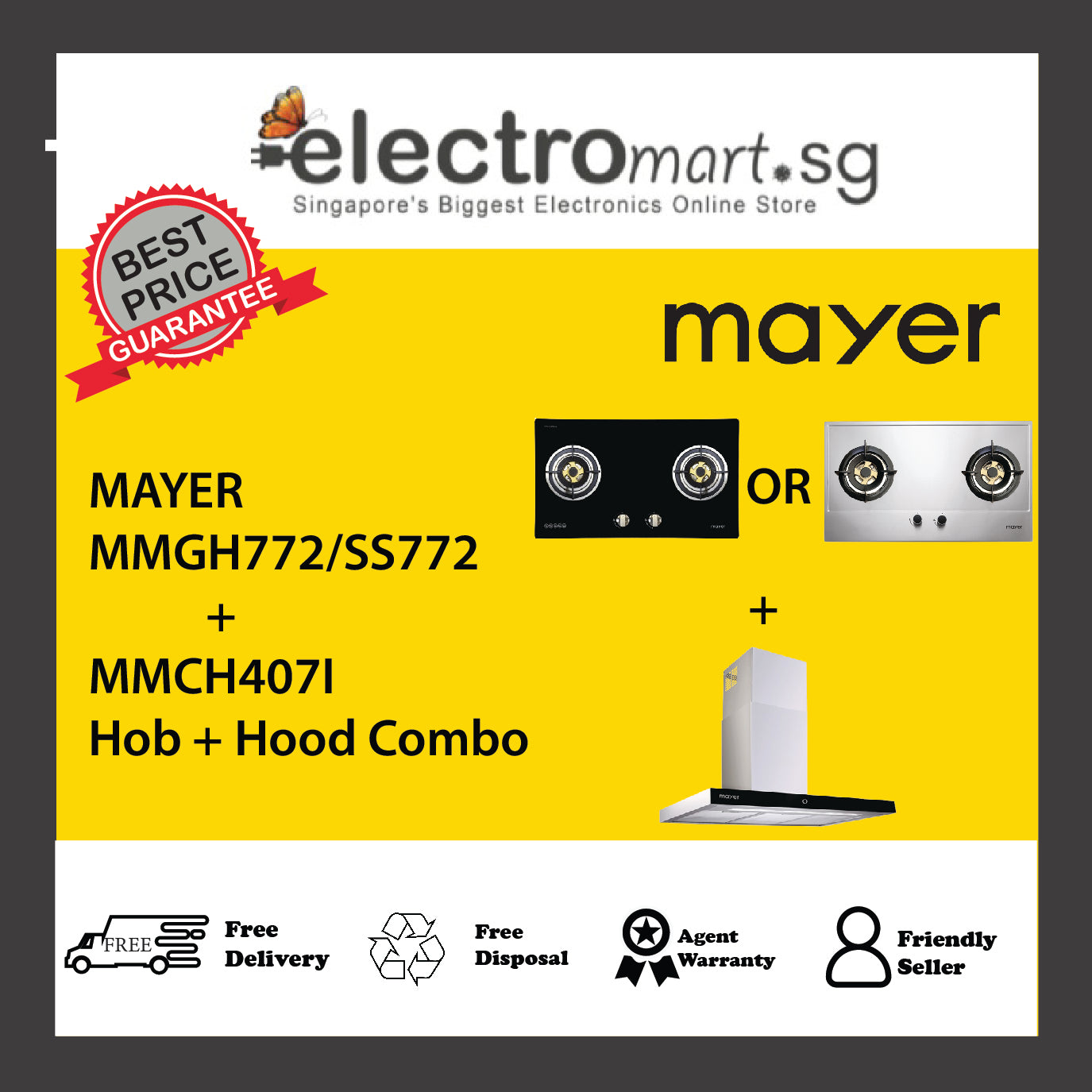 Mayer MMGH772/SS772 + MMCH407I Hob + Hood Combo