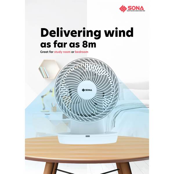 SONA STC 1319DC Remote High Velocity Fan 8"