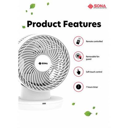 SONA STC 1319DC Remote High Velocity Fan 8"