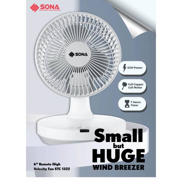 SONA STC 1322 Remote High Velocity Fan 6”