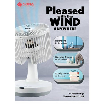 SONA STC 1322 Remote High Velocity Fan 6”