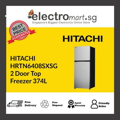 HITACHI HRTN6408SXSG 2 Door Top Freezer 374L