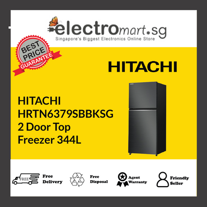 HITACHI HRTN6379BBKSG 2 Door Top Freezer 344L