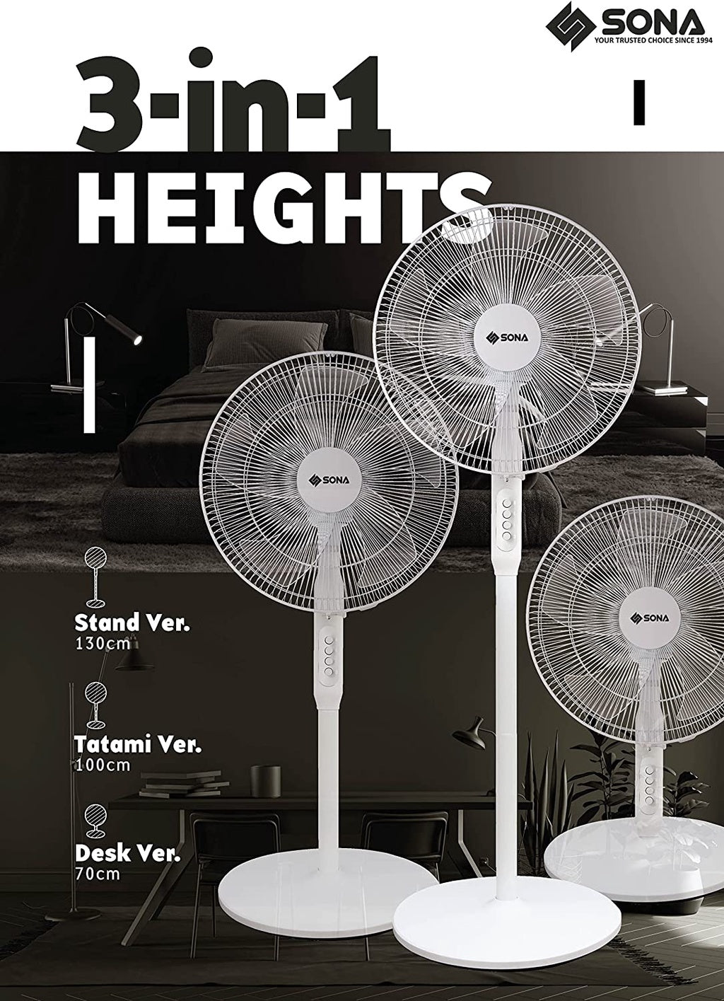 SONA SFS 6401 3 -IN-1 STAND FAN 16"