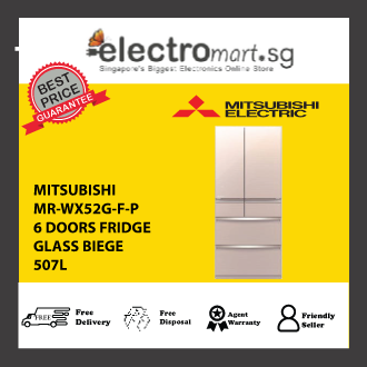 Mitsubishi MR-WX52G-F-P 507L 6 Door Fridge - Glass Beige