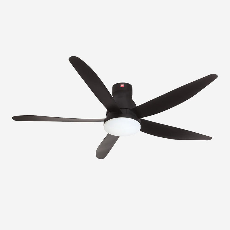 KDK U60FWS DC Ceiling Fan with Remote and Light- Short Rod, Black, 150cm