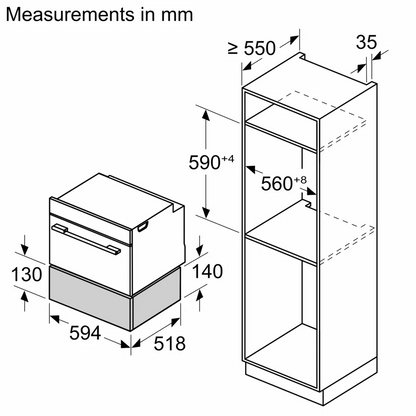 BOSCH BIC7101B1B Series 8 Built-in warming drawer 60 x 14 cm Black