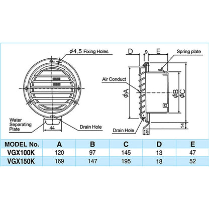 KDK VGX100K/VGX150K Vent Cap With Net