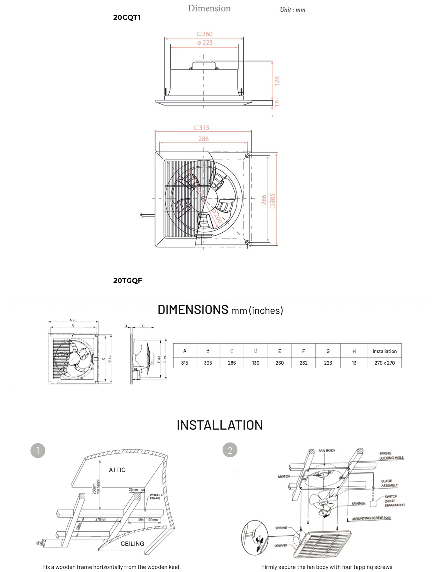 KDK 20TGQF Ventilating Fan