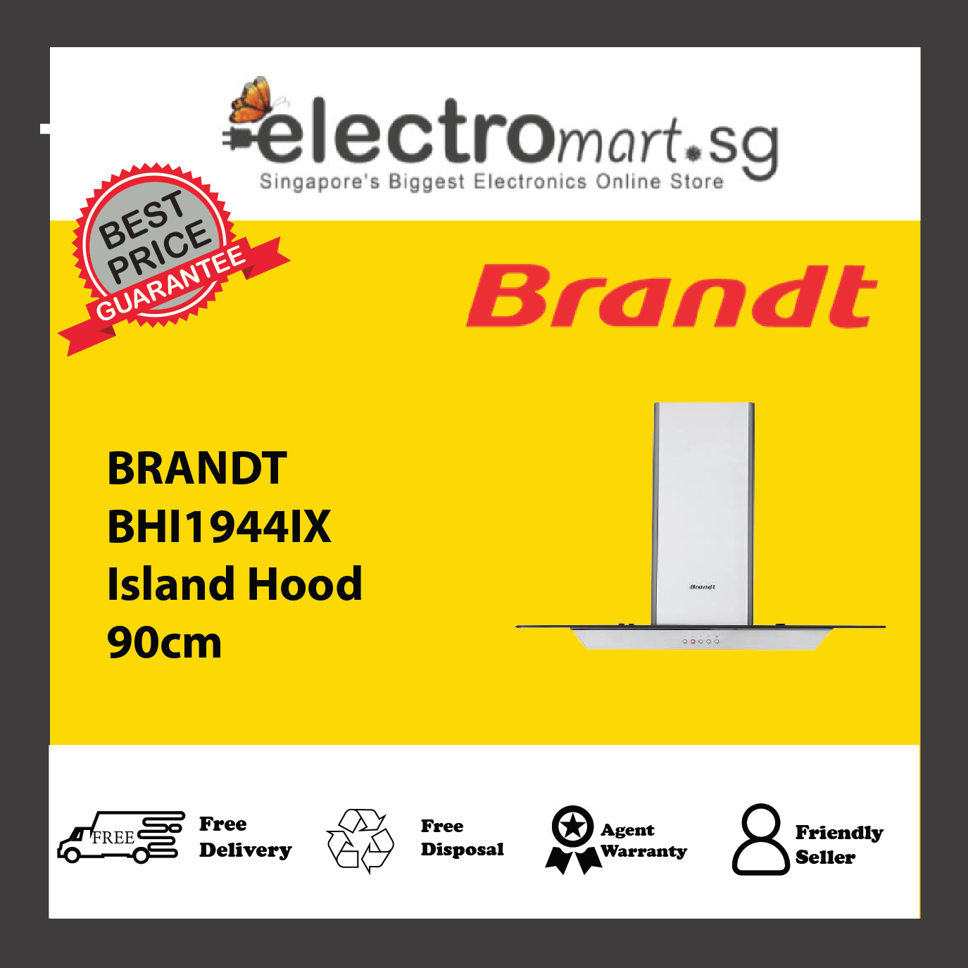 BRANDT BHI1944IX Island Hood 90cm