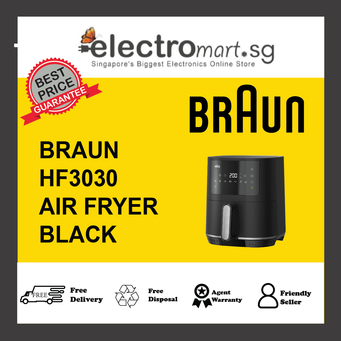 Braun MultiFry 3 HF 3030 Air Fryer, Black