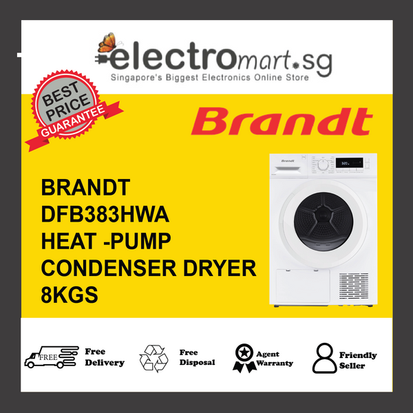 BRANDT DFB383HWA 8KG HEAT-PUMP CONDENSER DRYER