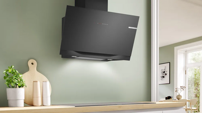 BOSCH DWK91LT60 Series 8 Wall-mounted Hood 90cm clear glass black printed