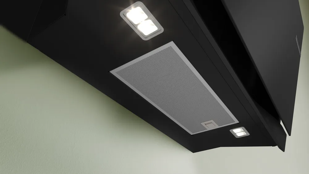 BOSCH DWK91LT60 Series 8 Wall-mounted Hood 90cm clear glass black printed