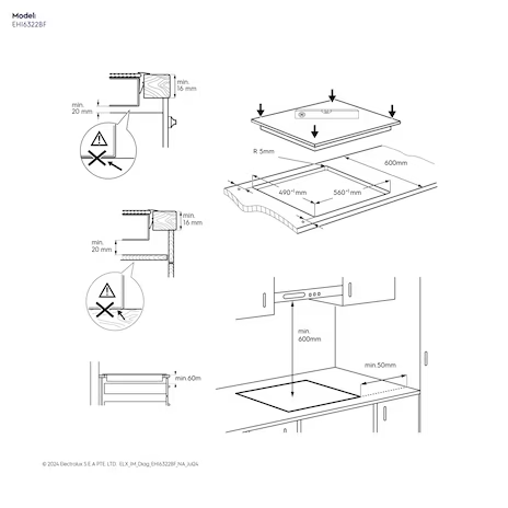 ELECTROLUX EHI6322BF UltimateTaste 500 built-in induction hob with 3 cooking zones 60cm