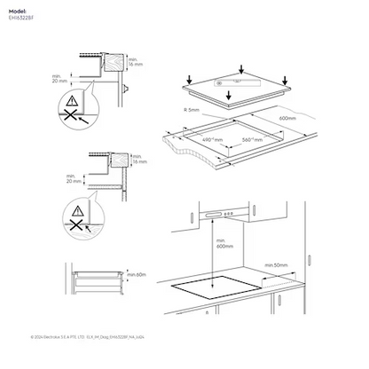 ELECTROLUX EHI6322BF UltimateTaste 500 built-in induction hob with 3 cooking zones 60cm