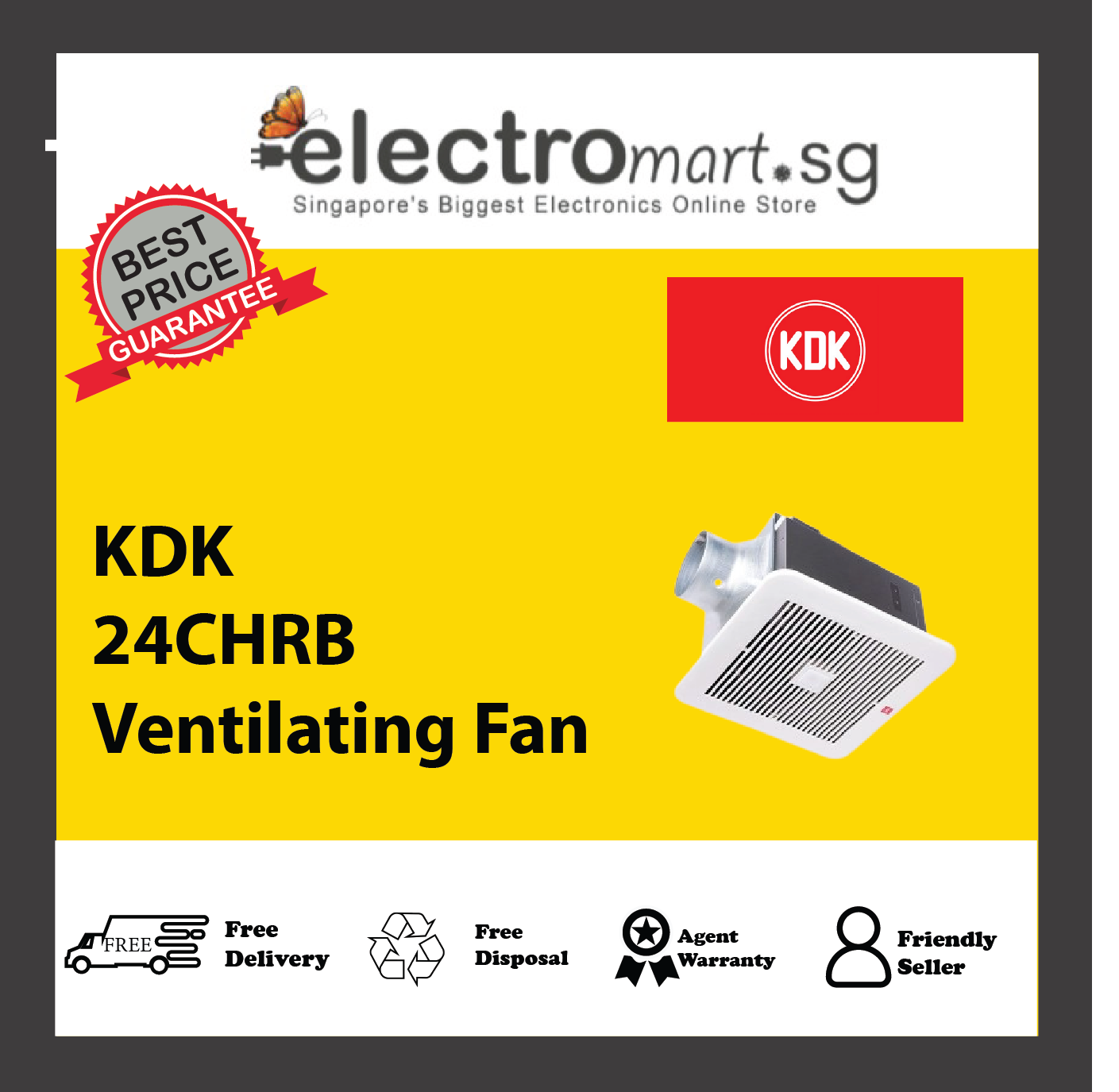 KDK 24CHRB CEILING MOUNT V-FAN W/ SENSOR & TIMER