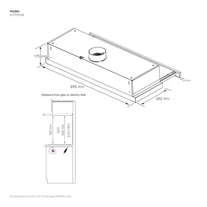 ELECTROLUX ECP9311GB Series pull-out extractor hood 90cm