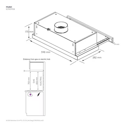ELECTROLUX ECP6311GB Series pull-out extractor hood 60cm
