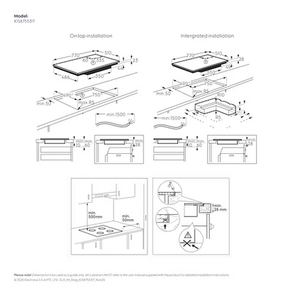 ELECTROLUX KIS87553IT Built-in Induction Hob 80cm
