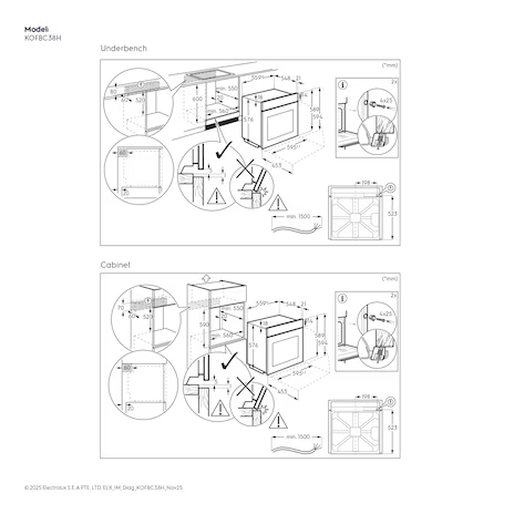 ELECTROLUX KOFBC38H Built-in Single Oven 60cm