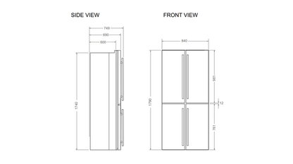 BERTAZZONI RCD84F4FXNC/24 French Door Fridge 321L