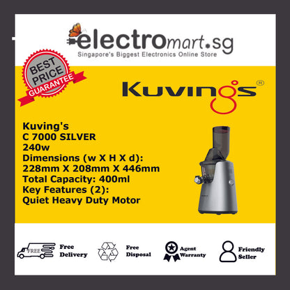 KUVINGS C7000 SILVER WHOLE SLOW JUICER (240W)