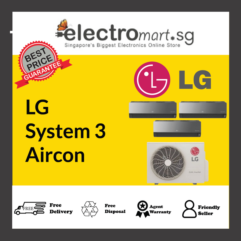 LG SYSTEM 3 AIRCON - ARTCOOL Z3UQ26GFA0/2X12GDJR0/1X18GDKR0 2X12000- 1X18000 BTU