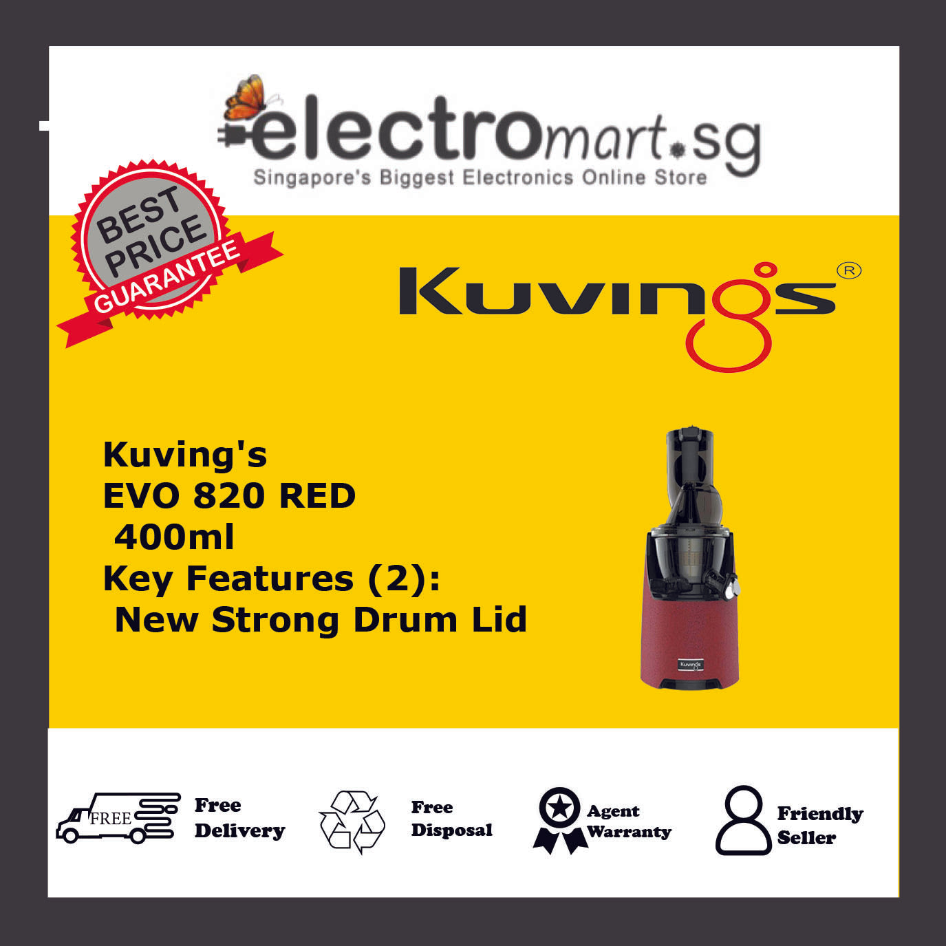 KUVINGS EVO820 RED SLOW JUICER (240W)