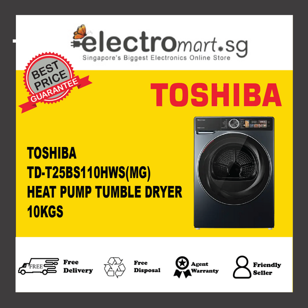 TOSHIBA TD-T25BS110HWS(MG)  Front Load Heat Pump Tumble Dryer, 10KGS