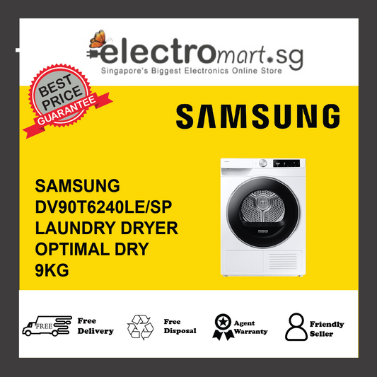 SAMSUNG DV90T6240LE/SP Bespoke AI Laundry Dryer –Optimal Dry,  9kg