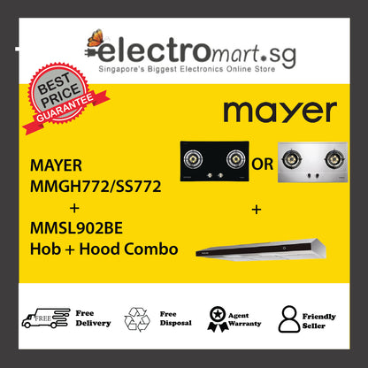 Mayer MMGH772/SS772 + MMSL902BE Hob + Hood Combo