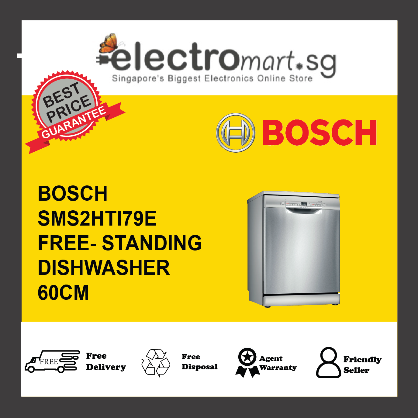 BOSCH SMS2HTI79E Series 2 Free-standing dishwasher 60 cm Brushed steel anti-fingerprint