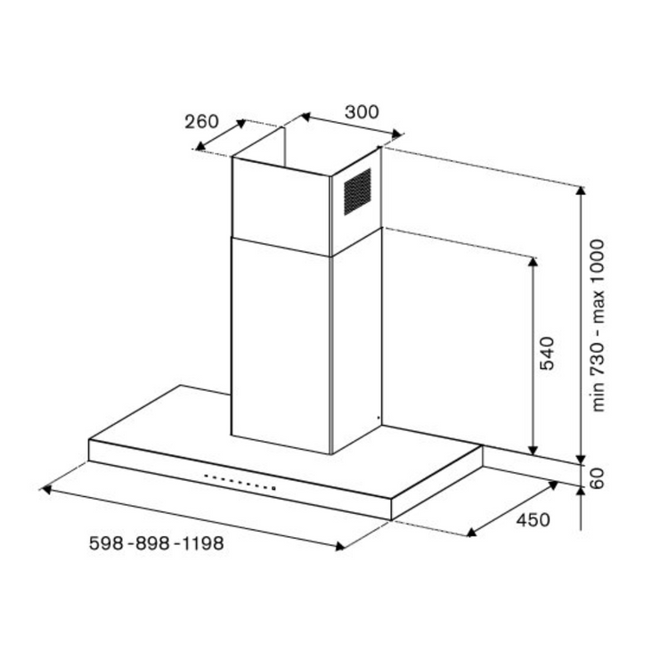 Bertazzoni KT90P1AXT - 90cm Stainless Steel Wall Mounted Hood