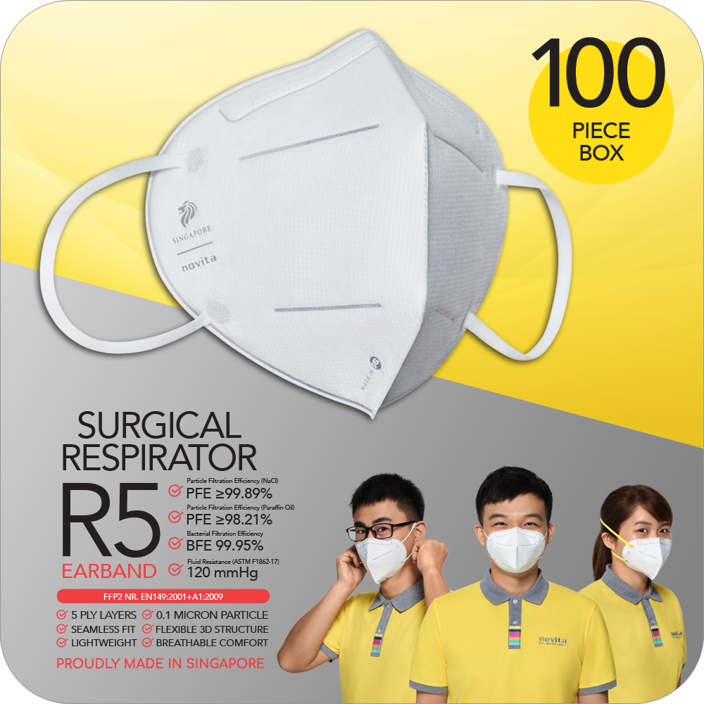 NOVITA R5/100pcs-(M)/(L) Surgical Respirator