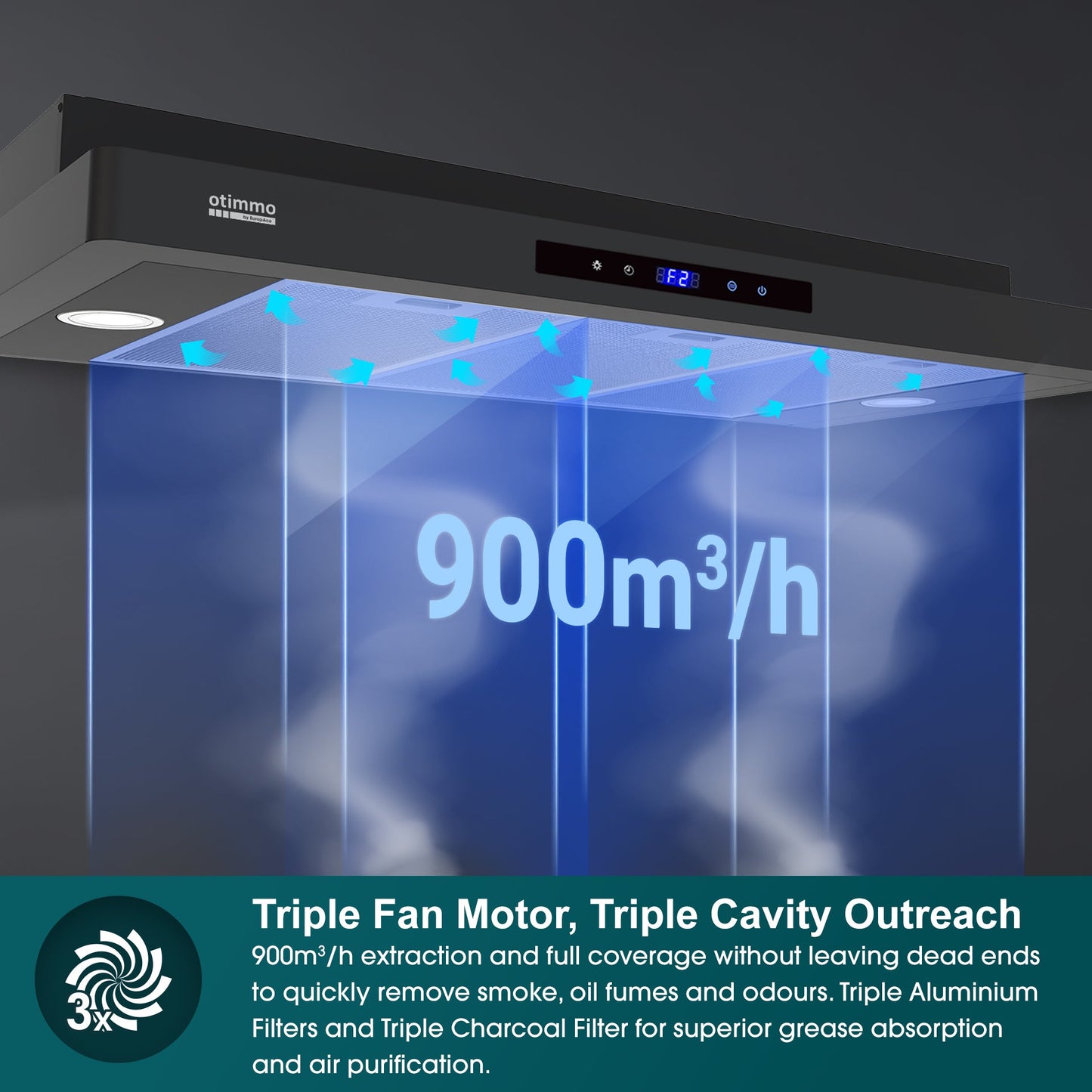 EUROPACE ECH5503EBK Slimline Hood 90cm