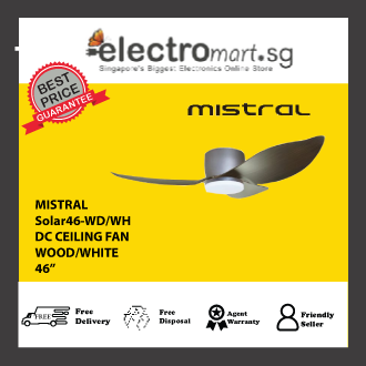 MISTRAL Solar46-GY/WH Ceiling Fan-46" Hugger 24W LED