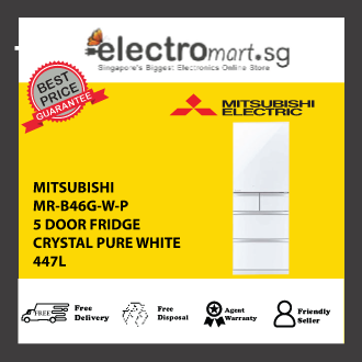 Mitsubishi MR-B46G-W-P 447L 5 Door Fridge - Crystal Pure White