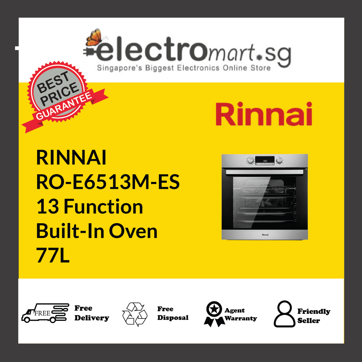 RINNAI RO-E6513M-ES 13 Function Built-In Oven 77L