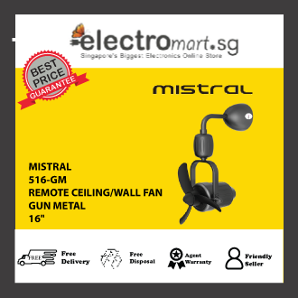 MISTRAL 516-GM  REMOTE CEILING/WALL FAN COLOUR: GUN METAL, 16"