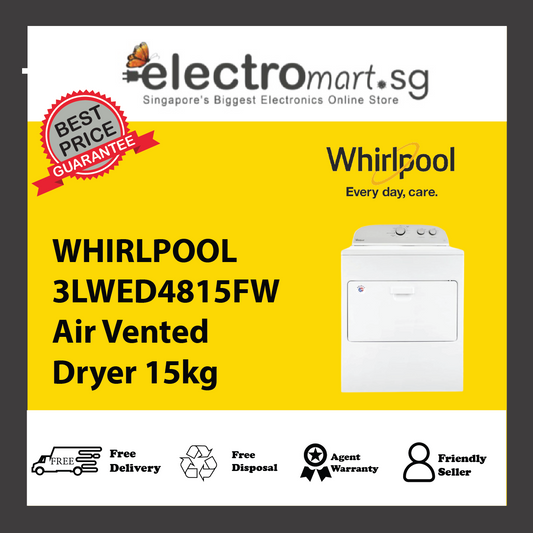 WHIRLPOOL 3LWED4815FW Air Vented Dryer 15kg