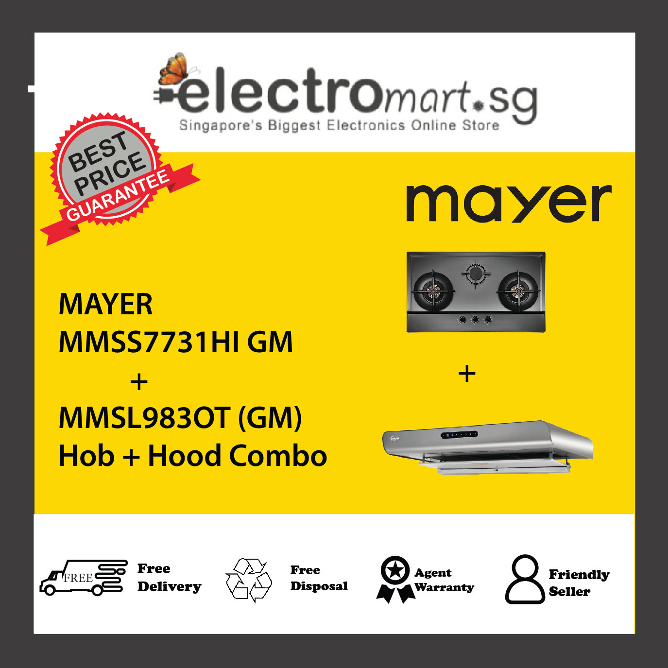 Mayer MMSS7731HI GM  + MMSL983OT (GM)  Hob + Hood Combo