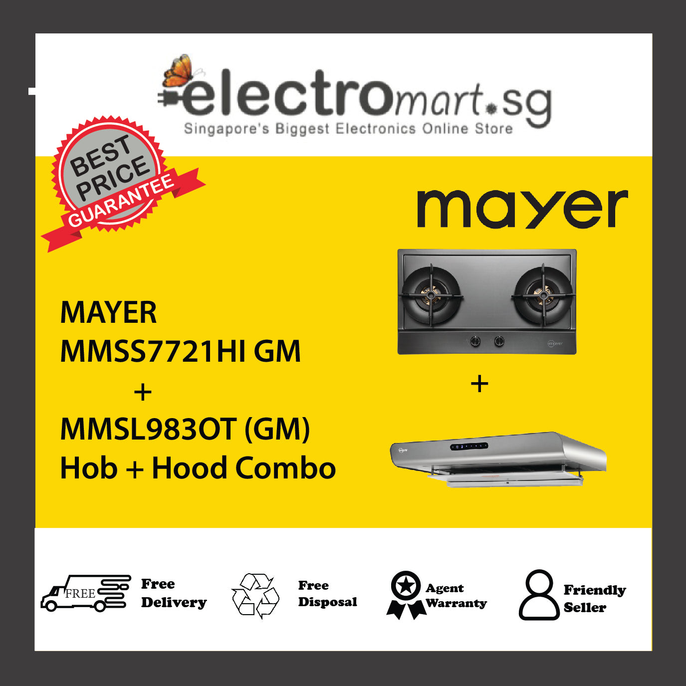 Mayer MMSS7721HI  + MMSL983OT (GM) Hob + Hood Combo