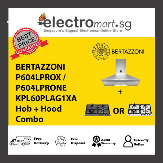 BERTAZZONI P604LPROX / P604LPRONE KPL60PLAG1XA Hob + Hood Combo